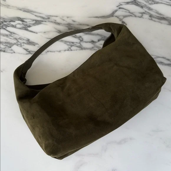 Madewell Mylie Olive Italian Suede Shoulder Bag - Picture 1 of 3